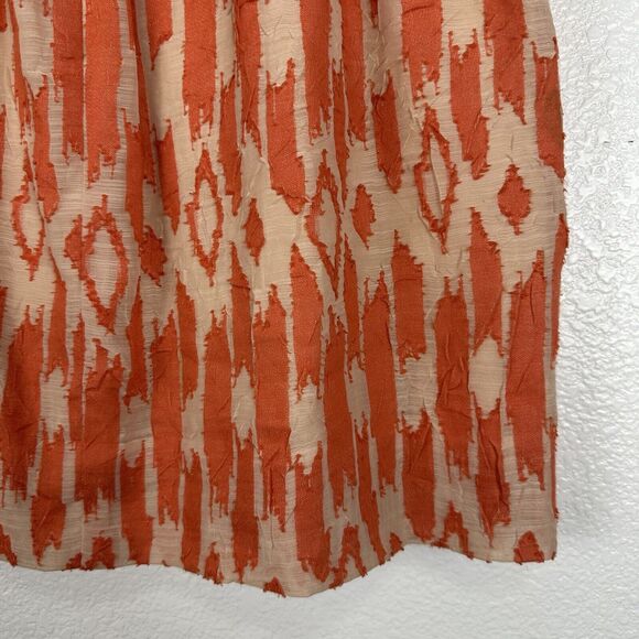 J. Crew Skirt Women Size 6 Orange Ikat Pleated A-Line Preppy Twee Dainty - Picture 7 of 9